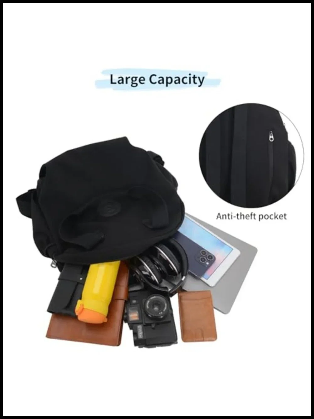 Waterproof Nylon Anti-theft Large Capacity Backpack Purse for Travel Work